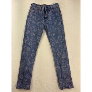 Red Tab Levis Premium 501 Hello Kitty Sanrio Character Jeans Blue Pink SZ 25/28